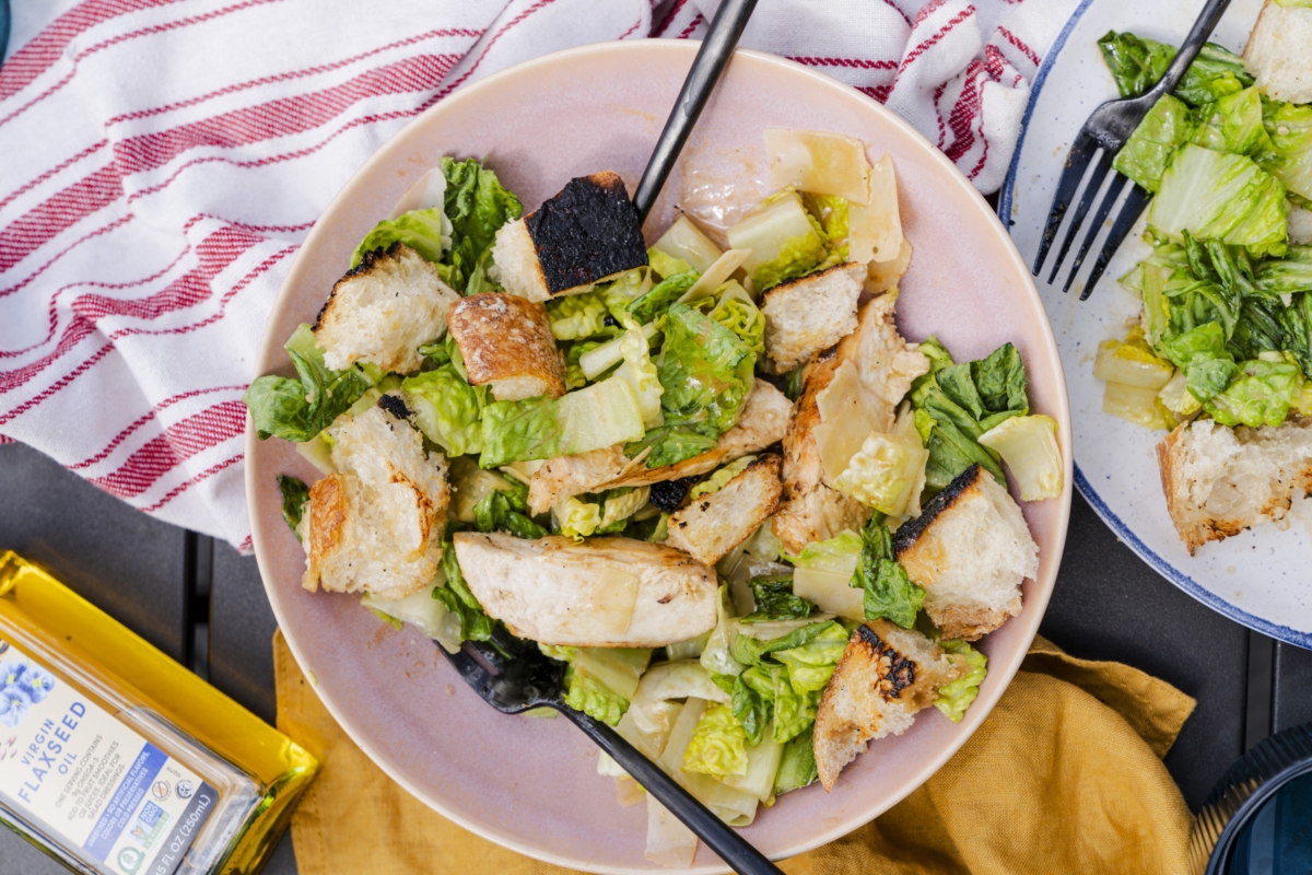 Chicken Caesar Salad with Flaxseed Dressing