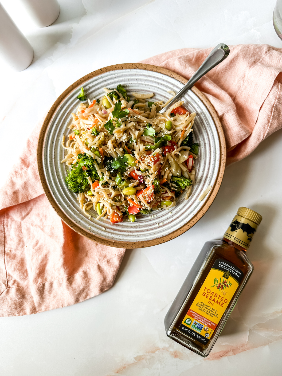 Rainbow Rice Noodle Salad with Sesame-Lime Dressing